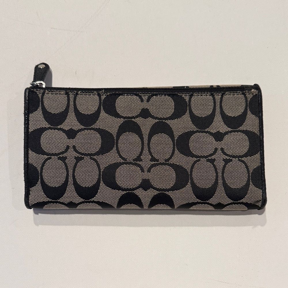 Coach Signature Black and Gray Wallet - Picture 2 of 5